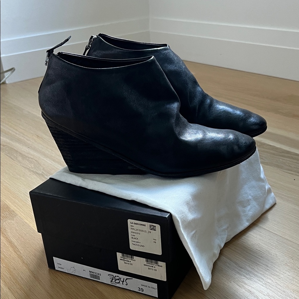 Marsell Black Leather Ankle Booties -Made in Italy - size 9